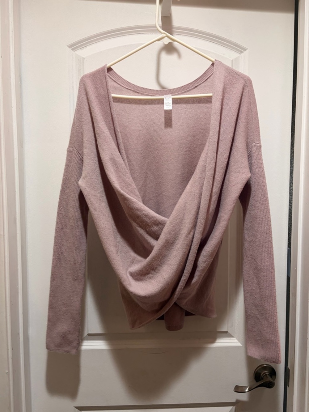 Athleta Finale Wool Cashmere Pink Crossover Sweater
